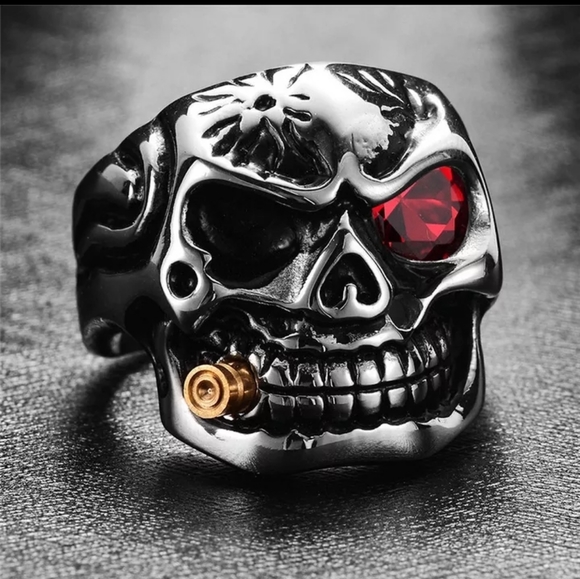 Sz 9 Skull smoke large smoke Biker ring - Picture 2 of 10